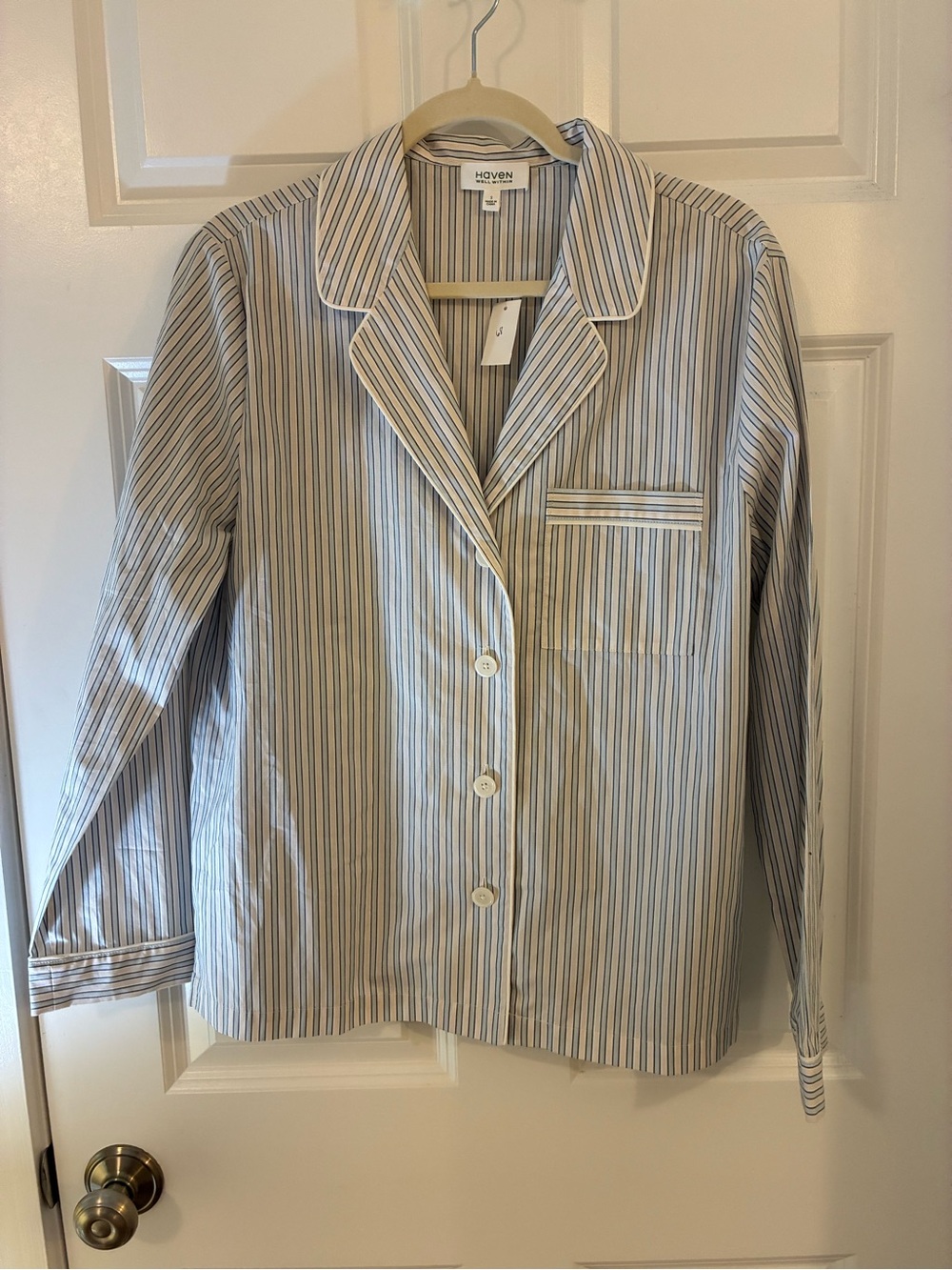 NEW! Haven Well Within Blue and White Striped Shirt Small